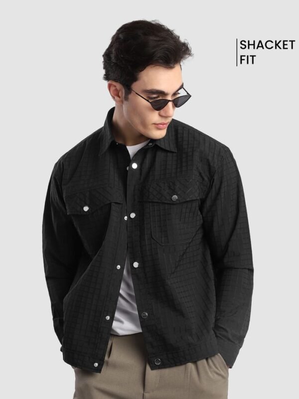 Black Block Textured Shacket